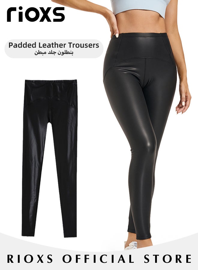 Women's Faux Leather Leggings High Waisted Stretch Leather Pants Pleather Tights for Women