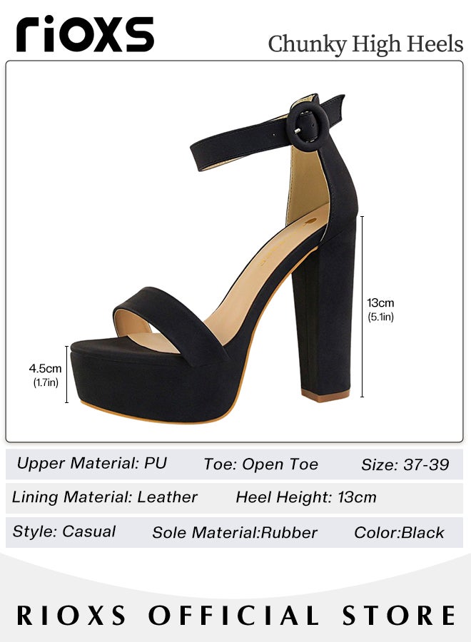 Women's 5.5 inch Hi-Lo High Heel Platform Pump Sandals Elegant Chunky heels Sandals for Women Comfy Open Toe Block for Women Summer Dress Shoes