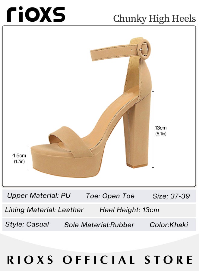 Women's 5.5 inch Hi-Lo High Heel Platform Pump Sandals Elegant Chunky heels Sandals for Women Comfy Open Toe Block for Women Summer Dress Shoes