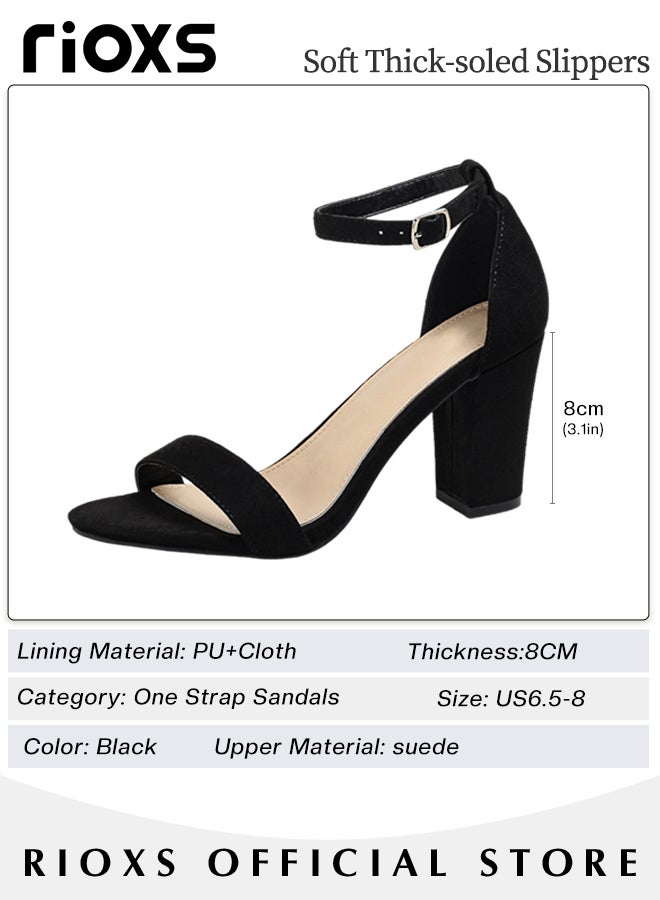 Women's Chunky Block Heels Open Toe Ankle Strap 3.5 Inch Heeled Sandals Shoes for Work Party and Formal Occations