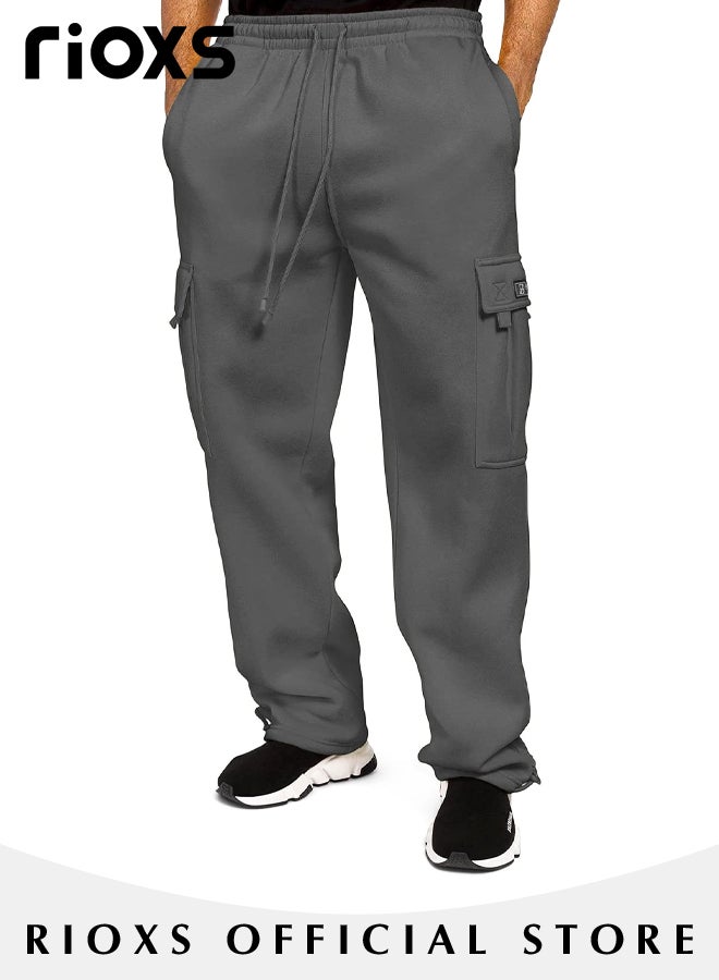 Men's Hiking Cargo Pants Relaxed Fit Drawstring Elastic Waist Joggers Sweatpants Sports Athletic Trousers with Pockets