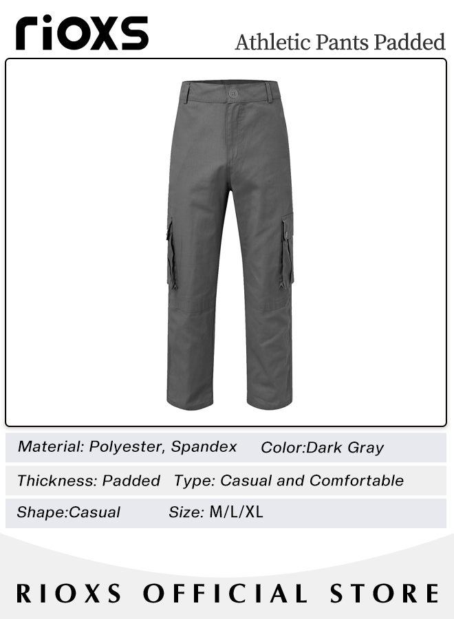 Men's Cargo Pants with Pockets Cotton Hiking Sweatpants Casual Athletic Jogger Sports Outdoor Trousers Relaxed Fit