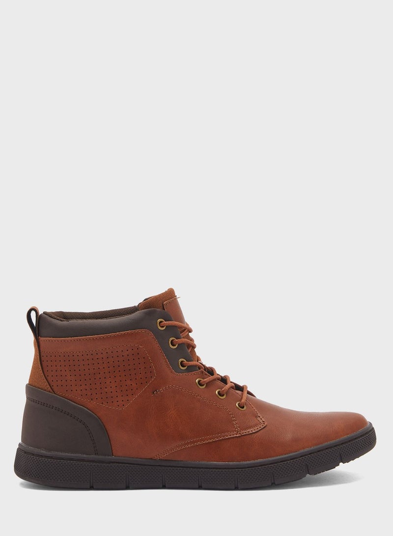 Casual Padded Boots Brown