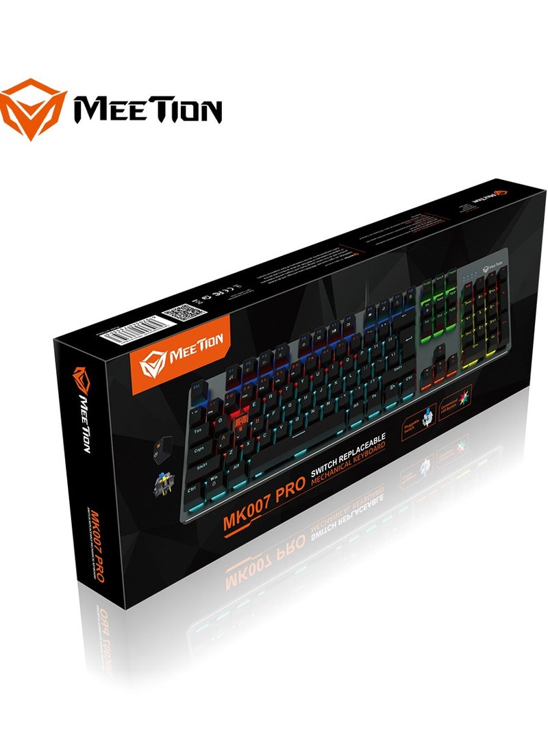 Mk007 PRO Meetion Basic Mechanical Gaming Keyboard  with OUTEMU blue switch, Crisp Sound, Ergonomic design, LED backlight , full-key anti-collision Satisfy Gamers (Black)