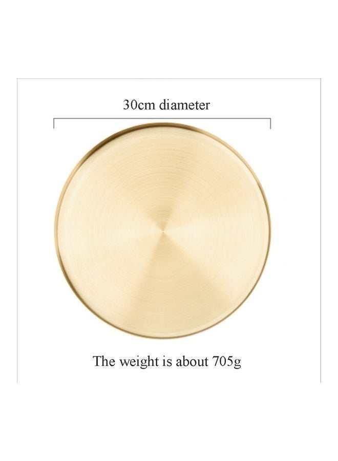 European Style Golden Stainless Steel Circular Tray Gold 30cm
