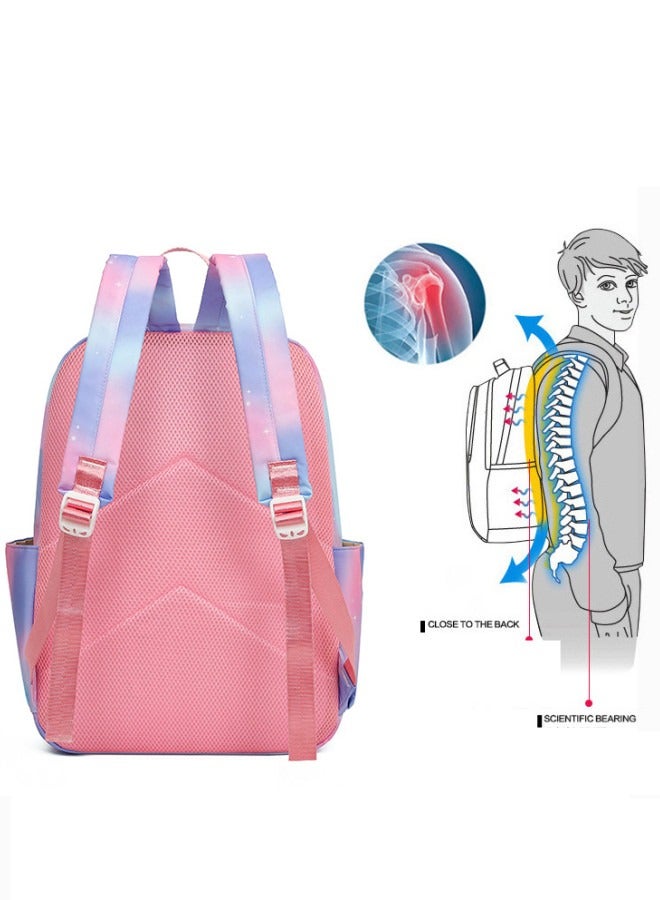 Backpack for Girls Boys with Lunch Box 15.4 Inch Lightweight Backpack for School Elementary School Bags 3 in 1 Bookbag Set Waterproof Backpacks Camping Childrens Backpack