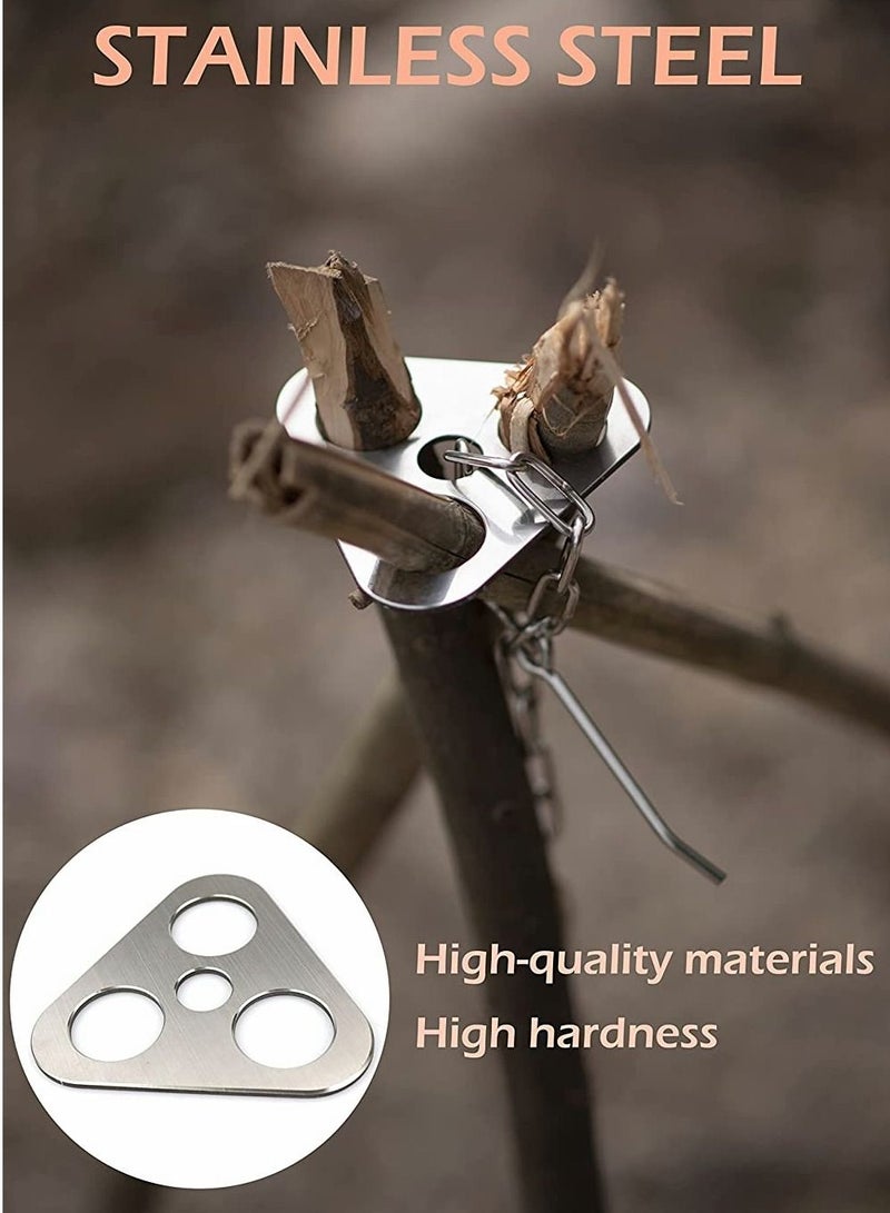 Camping Tripod Board with Adjustable Chain For Suspending Pots over Fire Cooking By Turning Branches into Campfire Tripod Perfect Outdoor Equipment