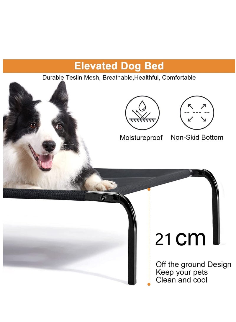 Elevated Dog Bed for Small Dogs, Raised Dog Cot Beds Fits Up to 150 LBs, Heavy Duty Pet Cots with Durable Supportive Recyclable Washable Mesh, Indoor & Outdoor Dog Bed, Black