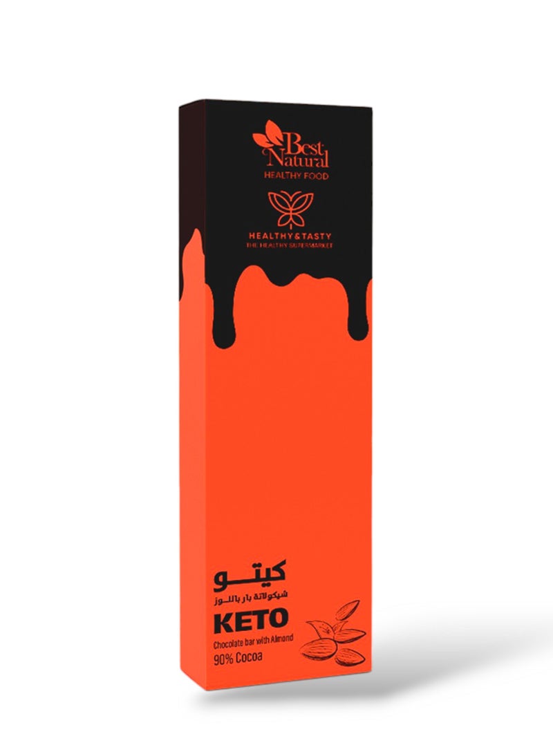 Healthy & Tasty 12 pieces KETO Chocolate Bar ALMOND 40GM with 90% Cocoa | No Added Sugar, Gluten Free, Non GMO, Soy Free | 13.836 gm Protein 193.25 Kcal Calories