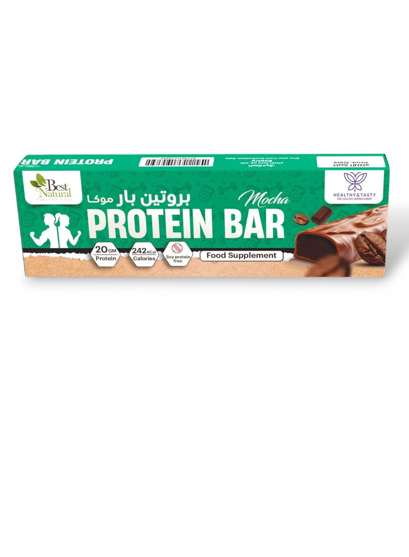 Healthy & Tasty 12 pieces PROTEIN Bar MOCHA 70g Food Supplement | Soy Protein Free, Non GMO| 20g Protein 242 KCal