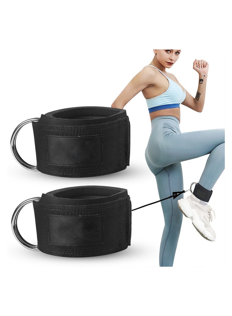Fitness Padded Ankle Straps for Cable Machines for Kickbacks Black