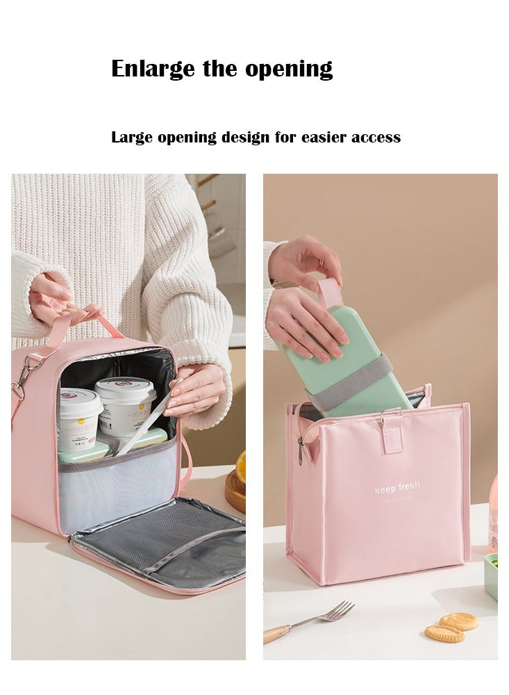 Lunch Box PU Insulated Bag 2 Piece Set, Hot & Cold Insulated Lunch Bag, Lunch Bag Aluminum Foil Insulated Lunch Bag for Office/Picnic