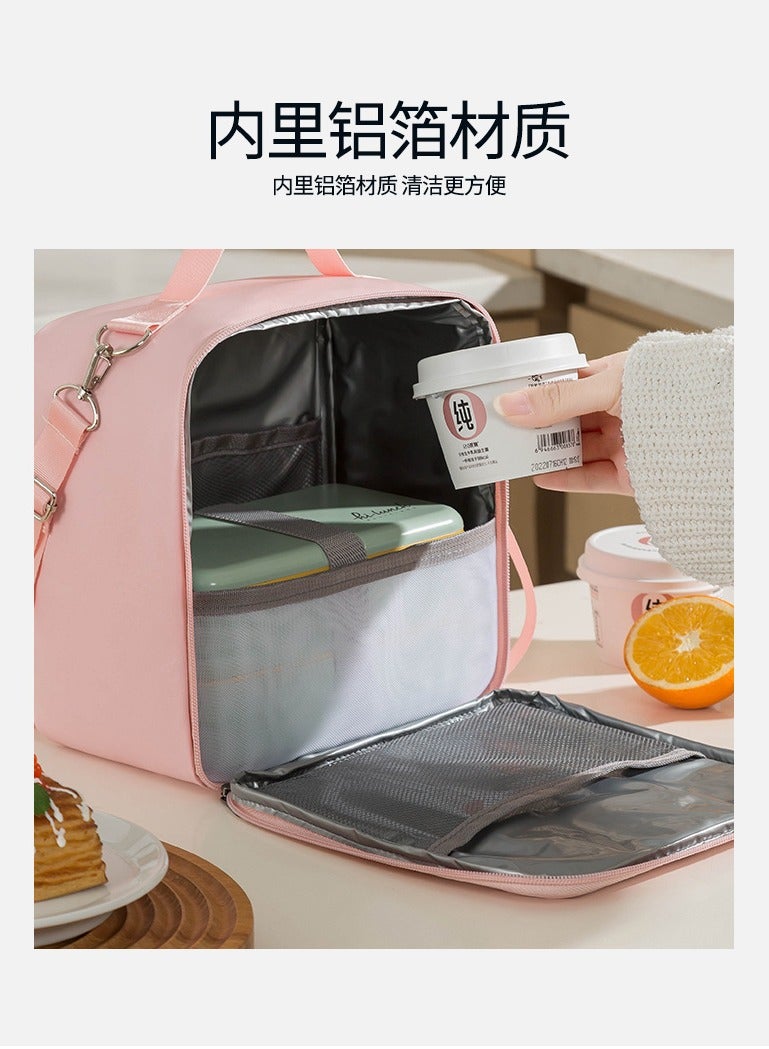 Lunch Box PU Insulated Bag 2 Piece Set, Hot & Cold Insulated Lunch Bag, Lunch Bag Aluminum Foil Insulated Lunch Bag for Office/Picnic