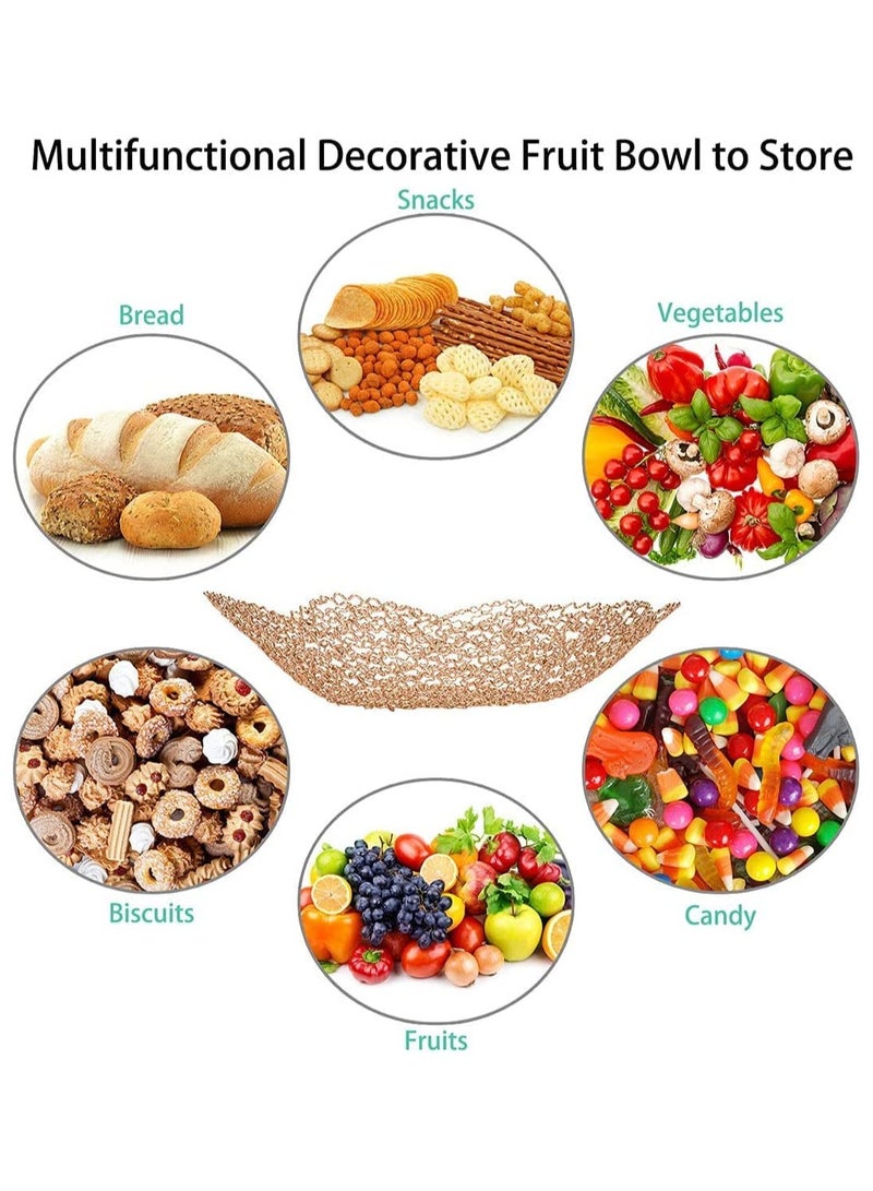 Decorative Bowls for Home Decor and Centerpieces - Gold Vegetable Fruit Bowl for Kitchen Counter, Table Centerpieces for Dining Room and Living Room Decor, Fruit Basket for Kitchen (Large）