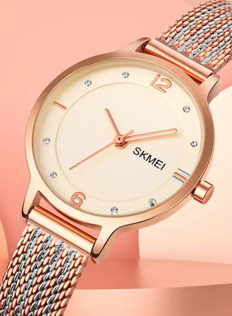 women's Rose Gold Stainless Steel Analog Quartz watch 1874