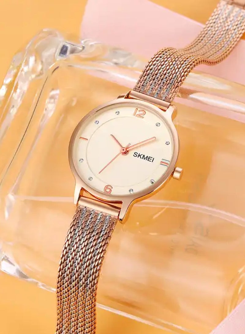 women's Rose Gold Stainless Steel Analog Quartz watch 1874