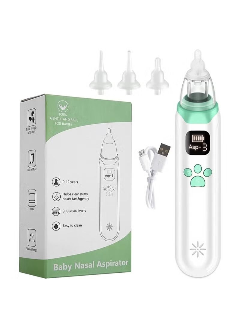 Automatic Baby Nasal Aspirator-Electric Baby Nasal Aspirator-Nasal Mucus Remover for Children/Toddlers/Kids/Infants, Rechargeable, with Music and Light Soothing Function