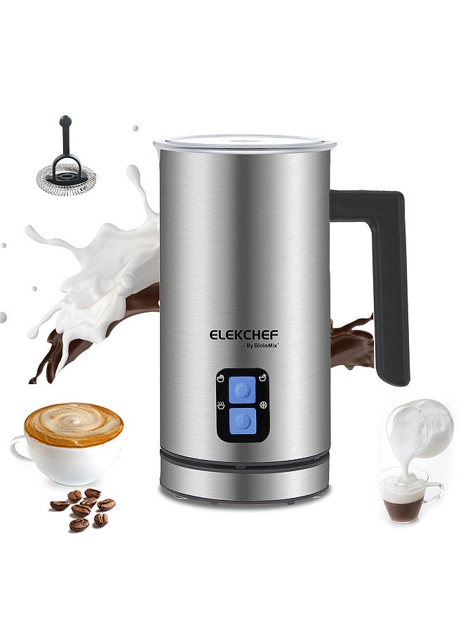 Electric Milk Frother and Steamer 4 in 1 Automatic Milk Warmer 500W Non-Stick Interior 300ml Hot/Cold Stainless Steel Milk Foam Maker for Coffee/Hot Milk/Latte/Cappuccinos
