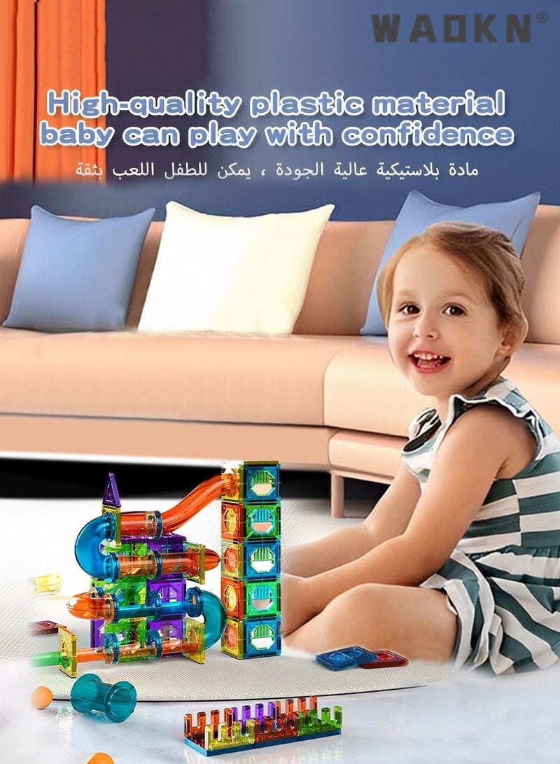 Kids Magnetic Tiles Toys, Magnetic Building Block Set,With Storage Box Building Block 105 Pcs ,Early Educational Building Toys