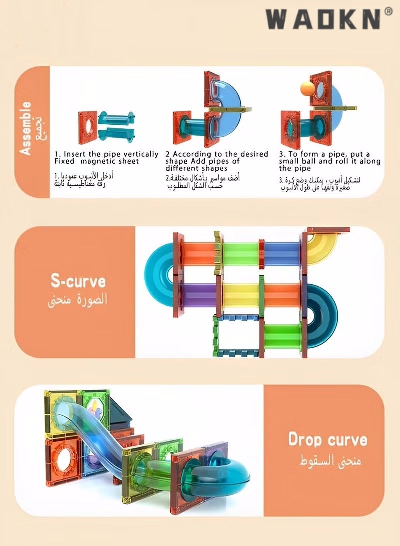 Kids Magnetic Tiles Toys, Magnetic Building Block Set,With Storage Box Building Block 105 Pcs ,Early Educational Building Toys
