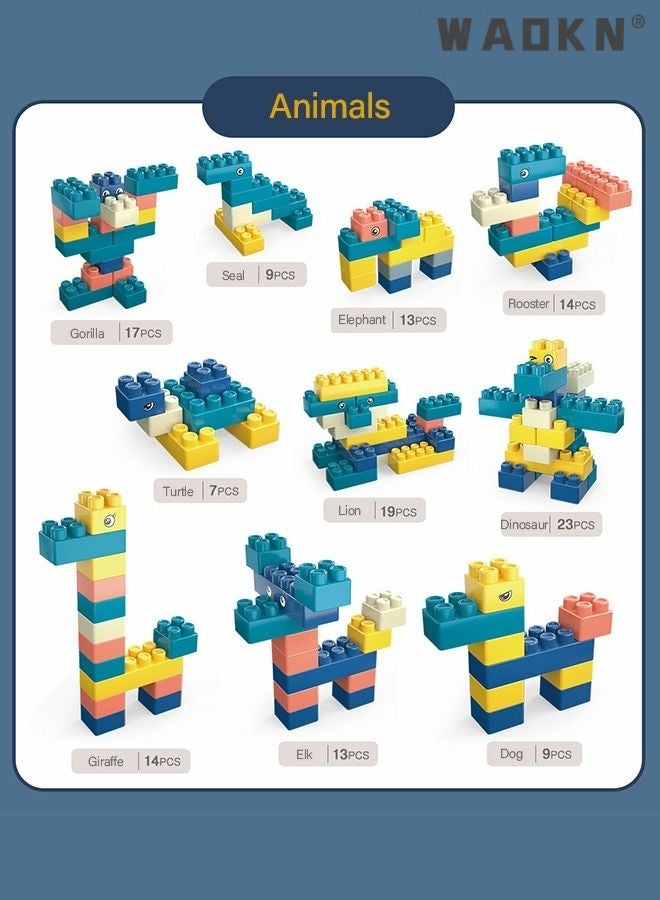 300 PCS Building Blocks Set with 1 Storage Box, Toy Gift Set,STEM Toys Educational Toys Sets Solid Plastic Sensory Toys for Preschool Kids Boys and Girls,Creative Mixed Vibrant Colors