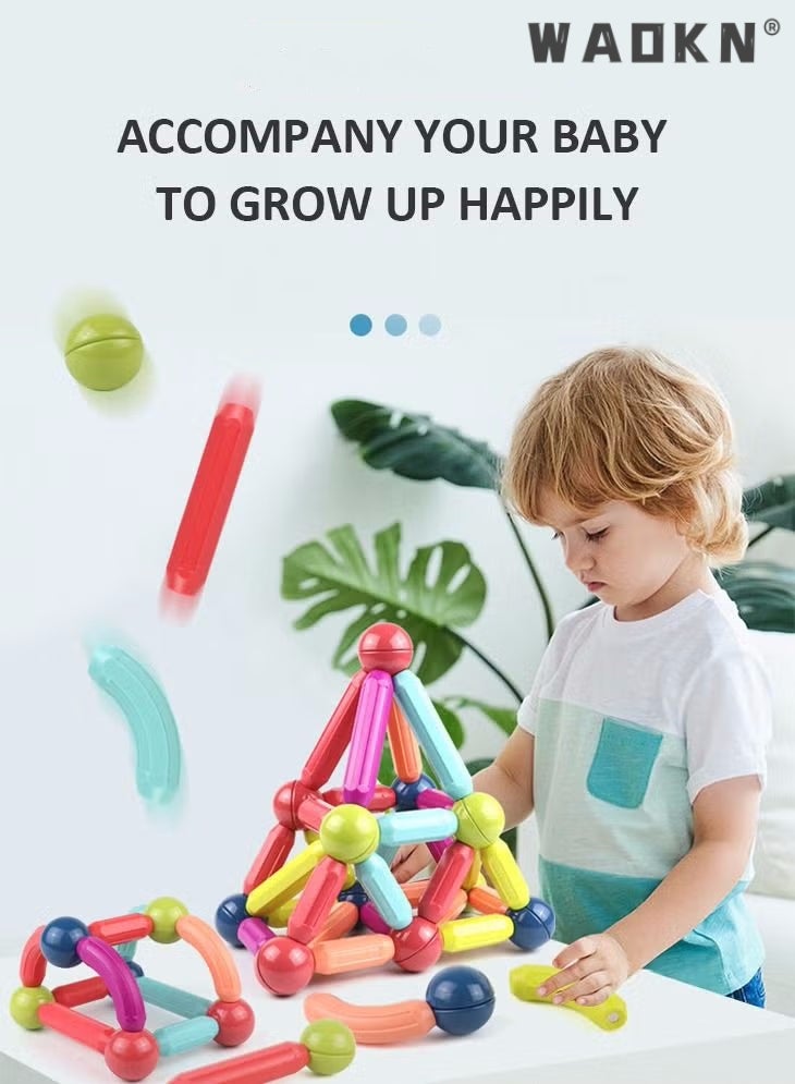36PCS Magnetic Bar Children's Early Education Puzzle Toys With Varying Shapes Assembled With Large Particles Of Magnetic Blocks Toy Set Storage Box