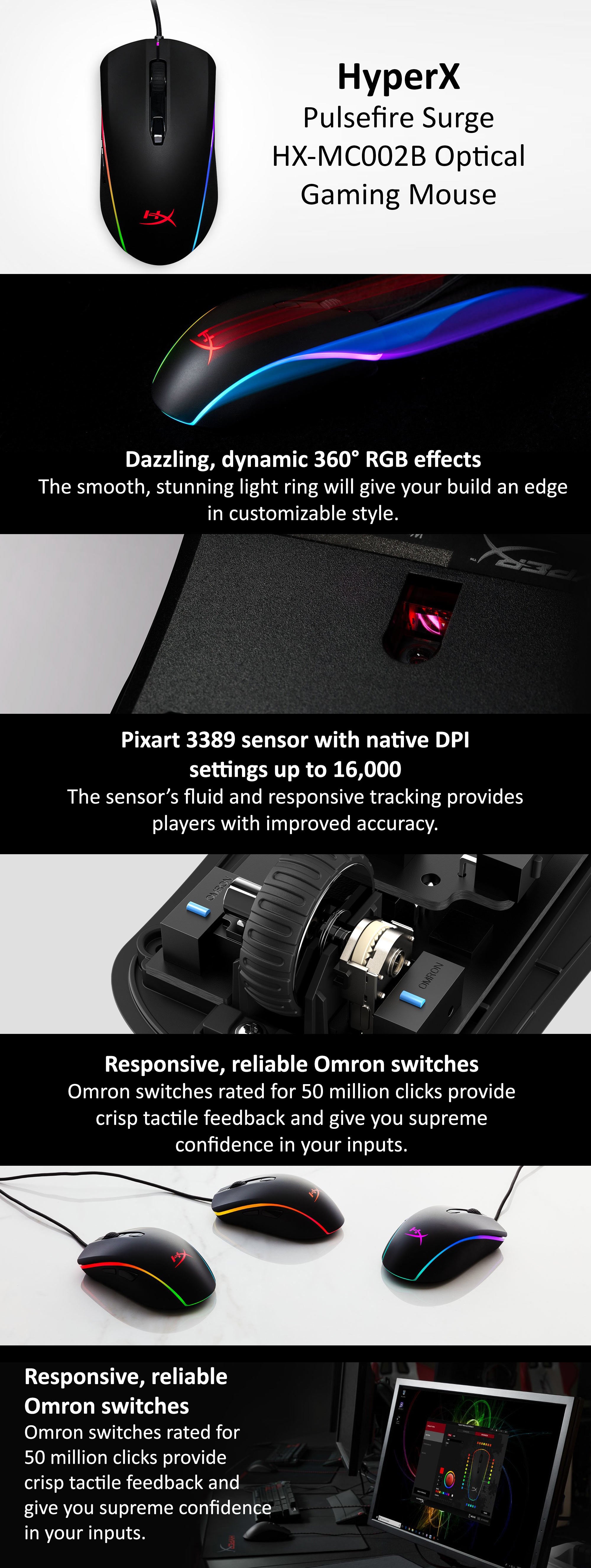 Pulsefire Surge HX-MC002B Optical Gaming Mouse Black