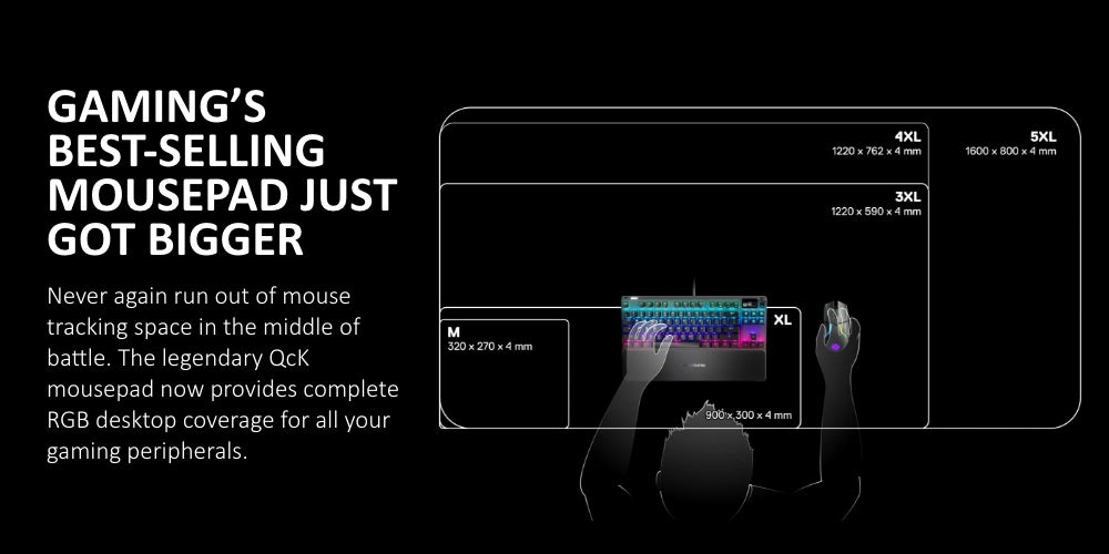 SteelSeries QcK Prism Cloth Gaming Mouse Pad - 2-zone RGB Illumination - Real-time Event Lighting - Optimized For Gaming Sensors - Size M (320 x 270 x 2mm) - Black + RGB