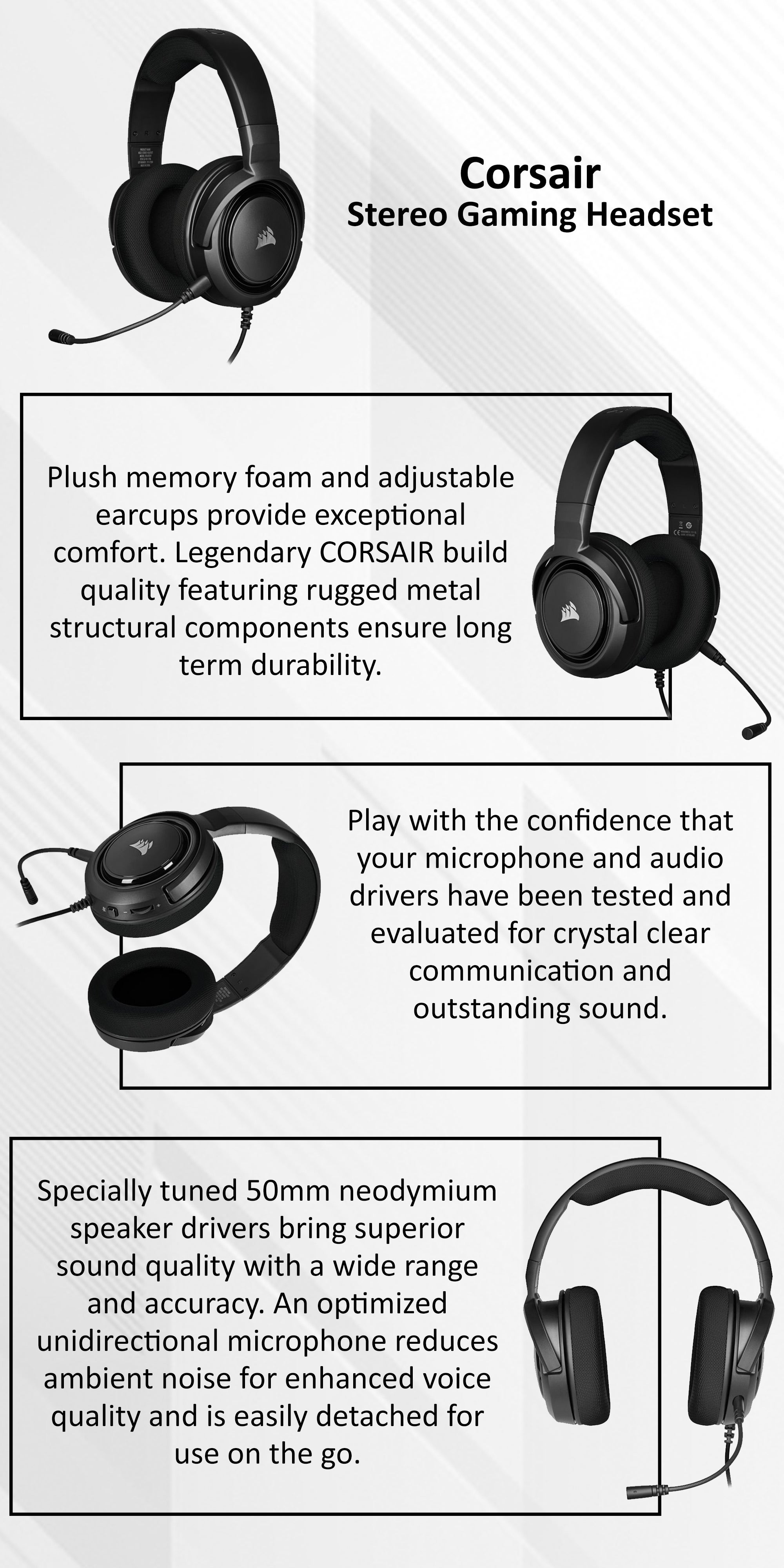 Corsair HS35 - Stereo Gaming Headset - Memory Foam Earcups - Works with PC, Mac, Xbox Series X/ S, Xbox One, PS5, PS4, Nintendo Switch, iOS and Android - Carbon Black