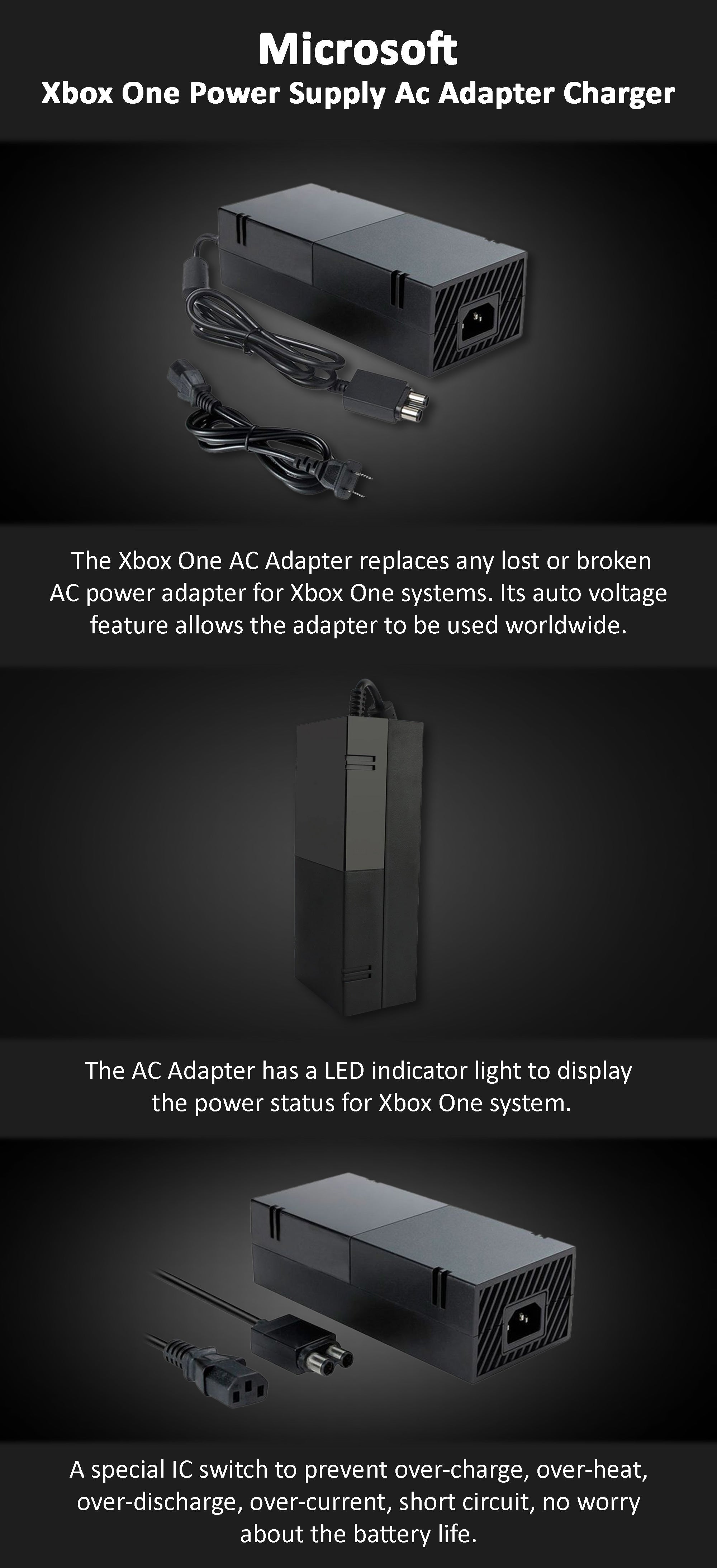 Xbox One Power Supply Ac Wired Adapter Charger