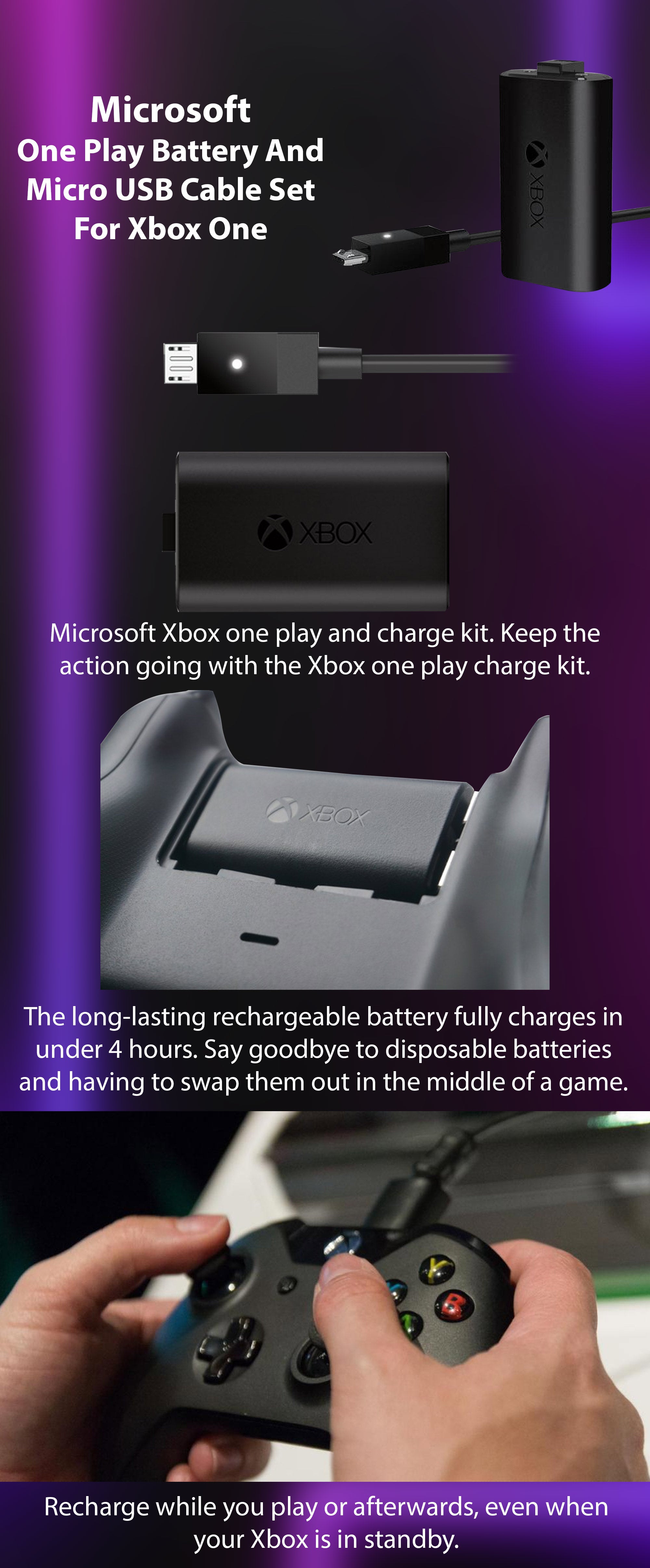 One Play Battery And Micro Usb Cable Set For Xbox