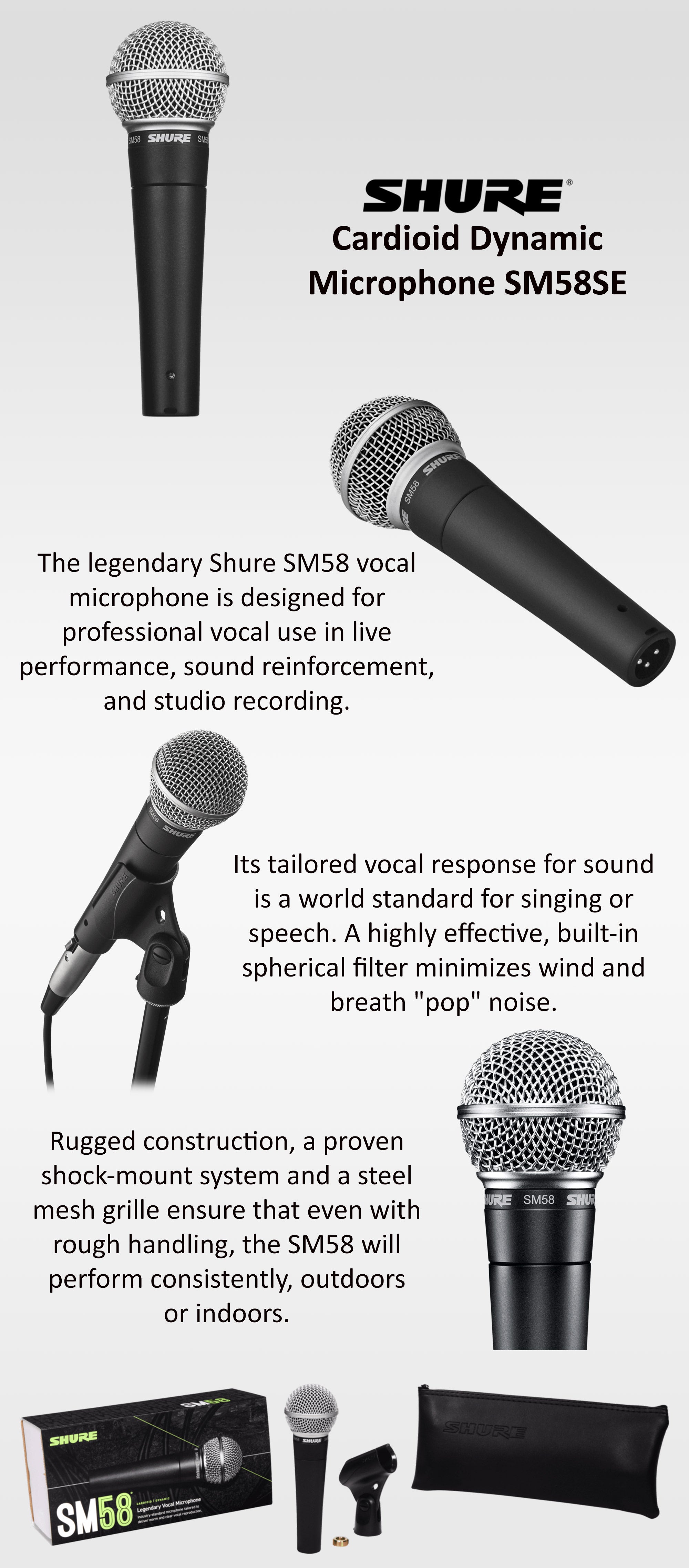 Cardioid Dynamic Microphone SM58SE Black/Silver