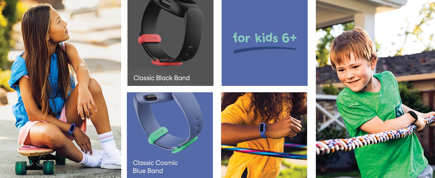 Ace 3,Tracker for Kids 6+ with Animated Clock Faces, Up to 8 days battery life & water resistant up to 50 m Cosmic Blue & Astro Green