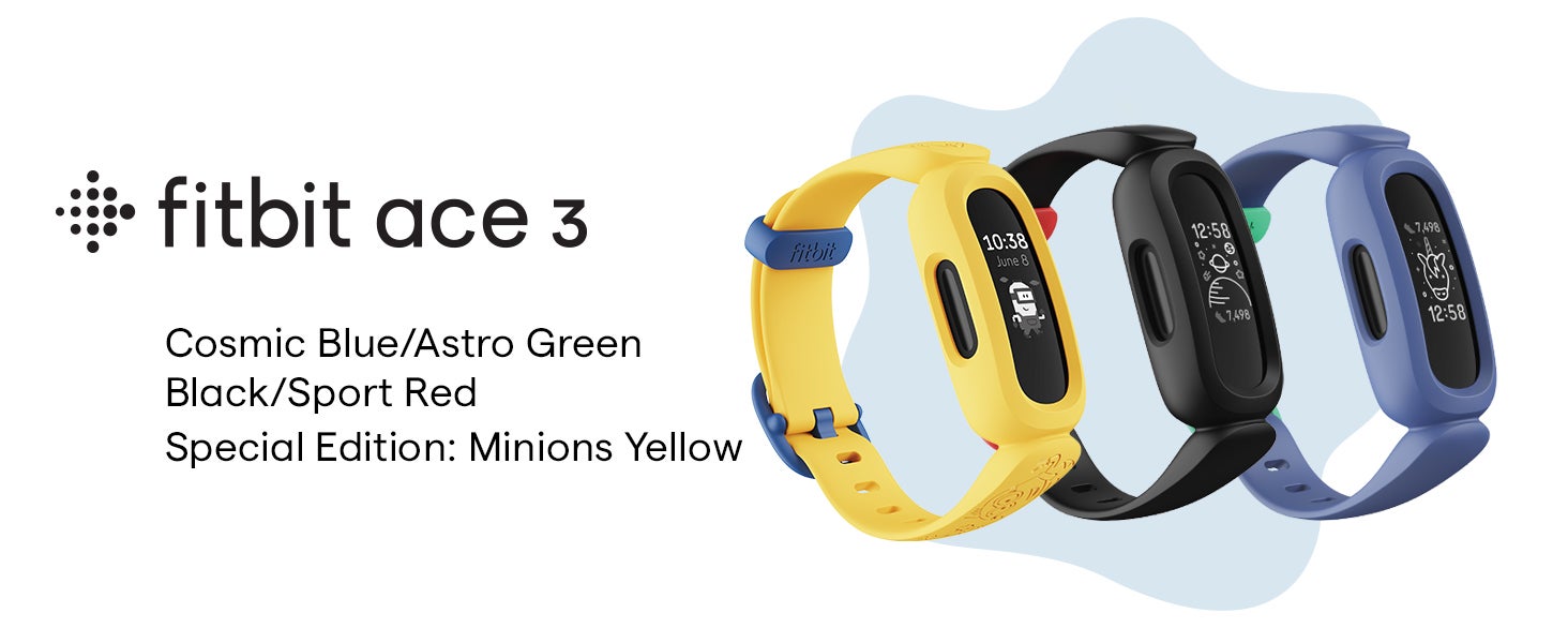 Ace 3,Tracker for Kids 6+ with Animated Clock Faces, Up to 8 days battery life & water resistant up to 50 m Cosmic Blue & Astro Green