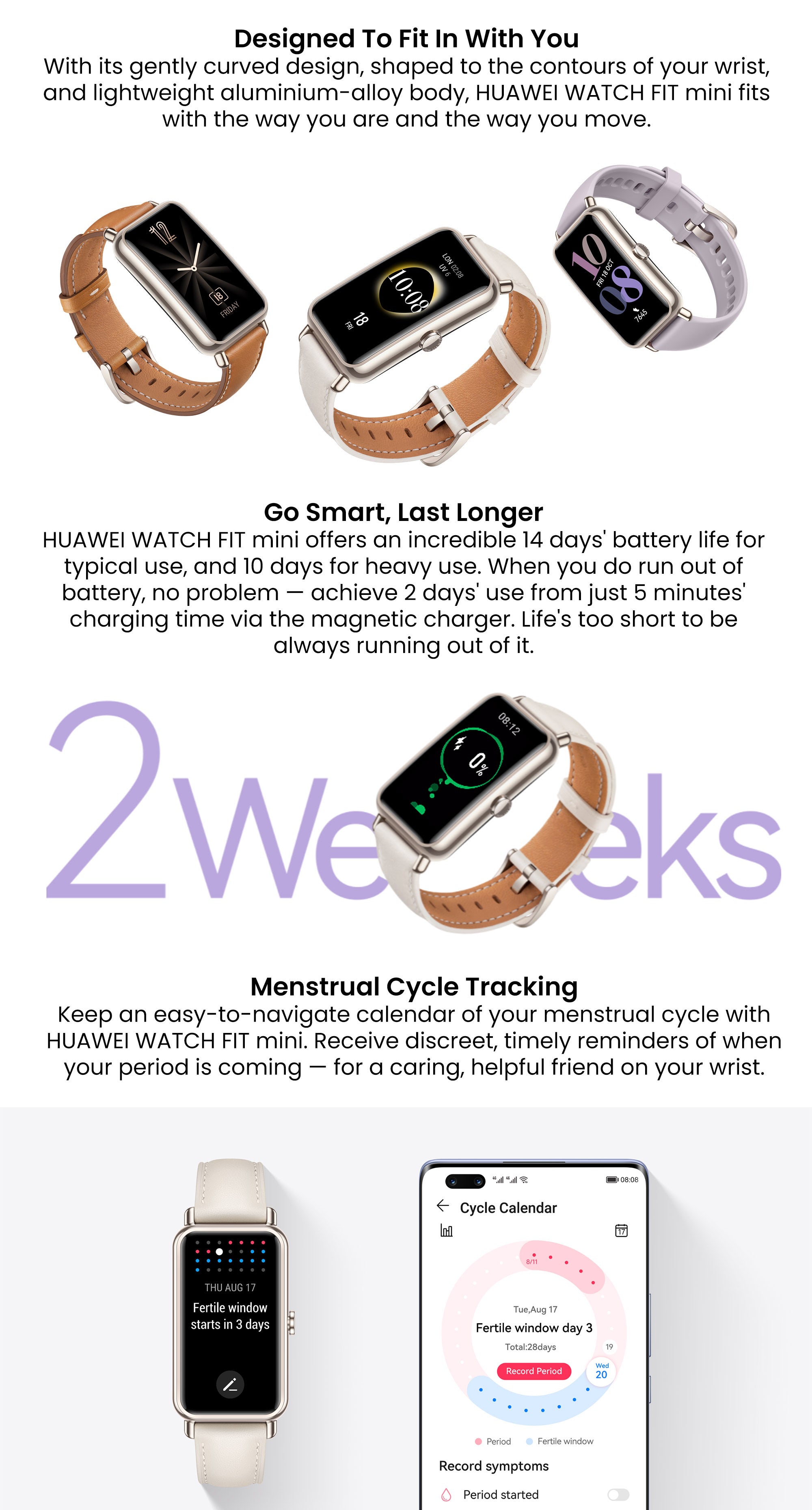 Watch Fit Mini Light Gold Aluminum Case With Leather Strap Mocha Brown