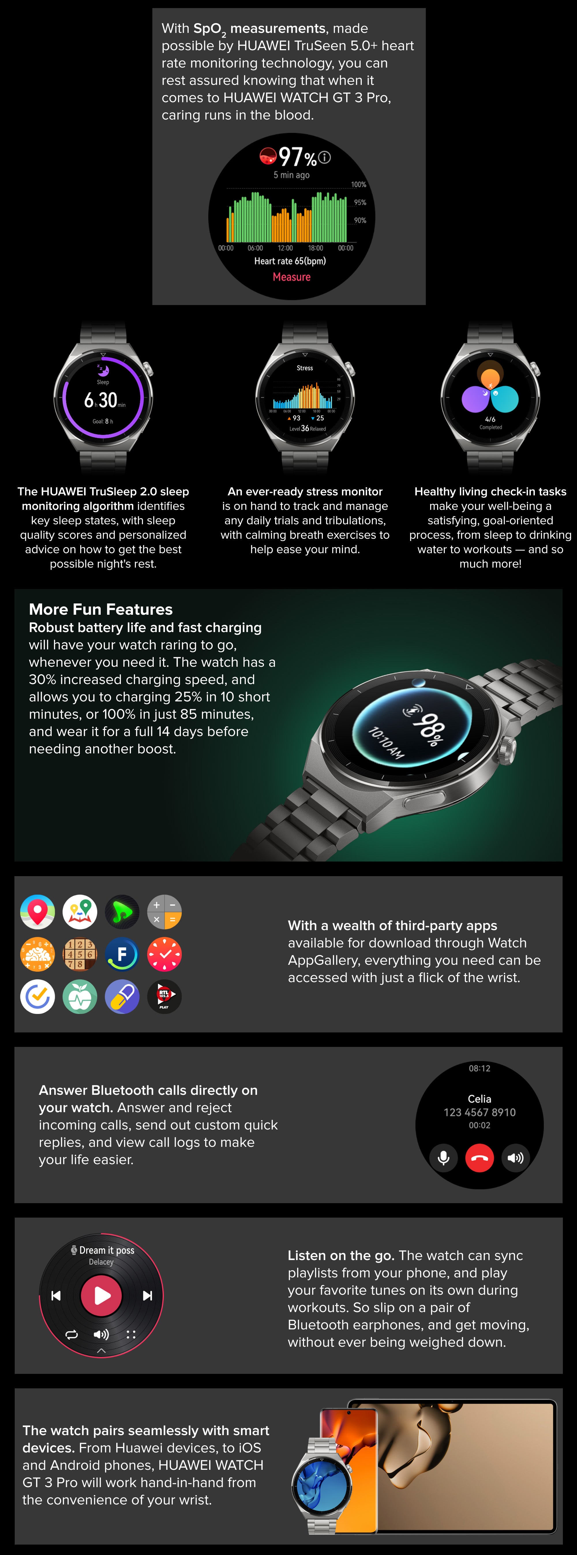 GT 3 Pro Smart Watch Odin Classic Titanium Case with Leather Strap And Free Buds Grey