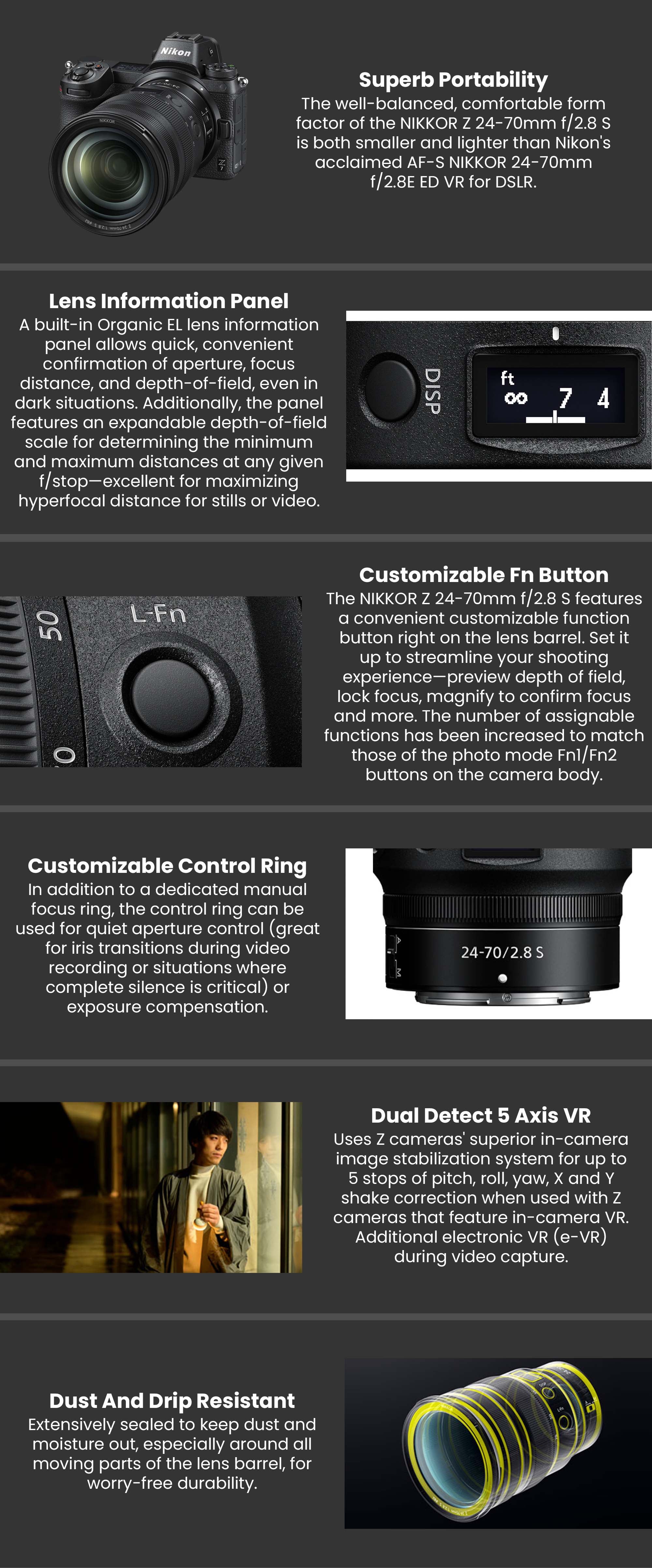 Nikkor Z 24-70Mm F/2.8 S Standard Zoom Lens For  Mirrorless Cameras Black