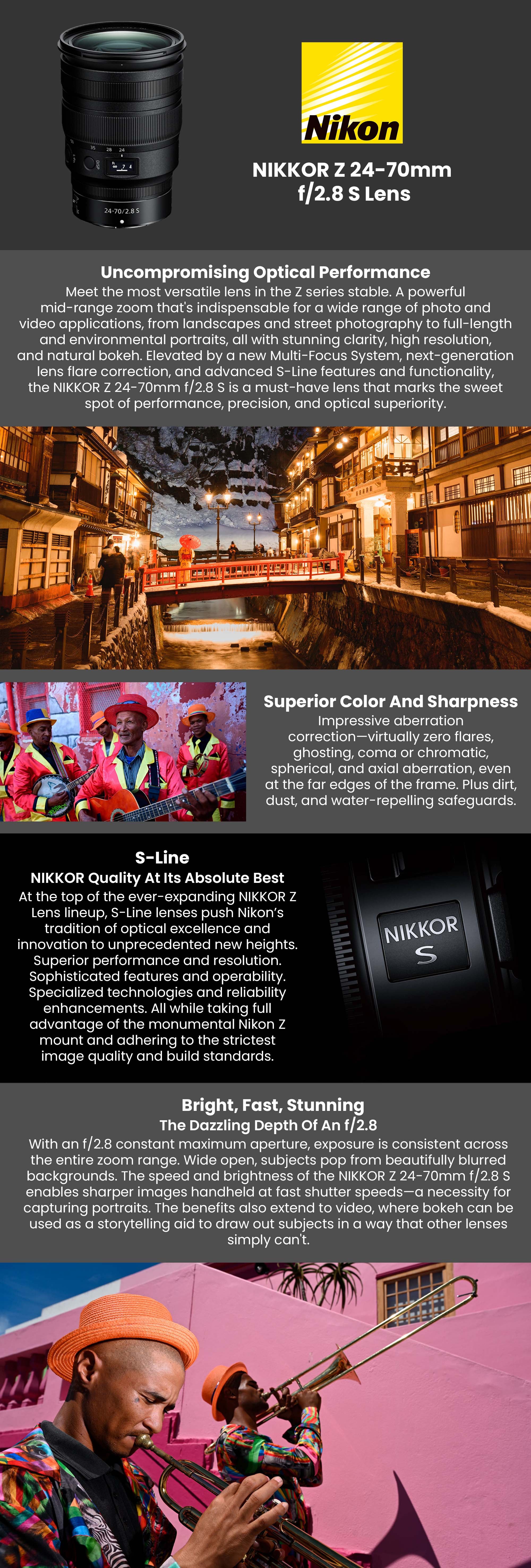Nikkor Z 24-70Mm F/2.8 S Standard Zoom Lens For  Mirrorless Cameras Black