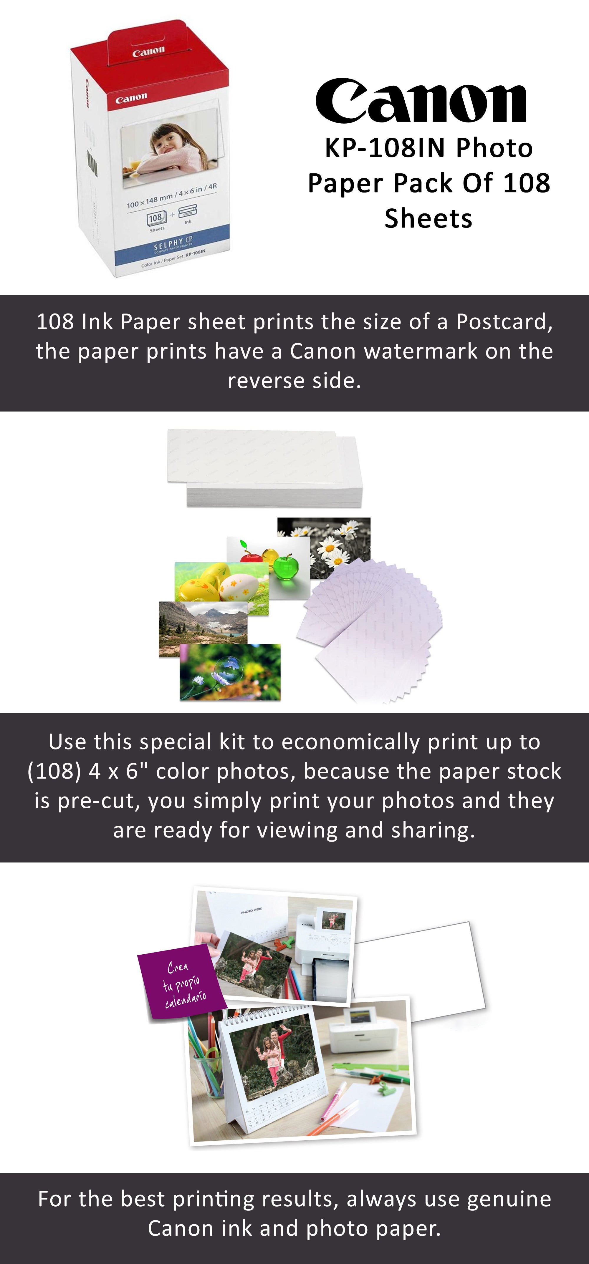 KP108 Photo Paper - Pack Of 108 Sheets