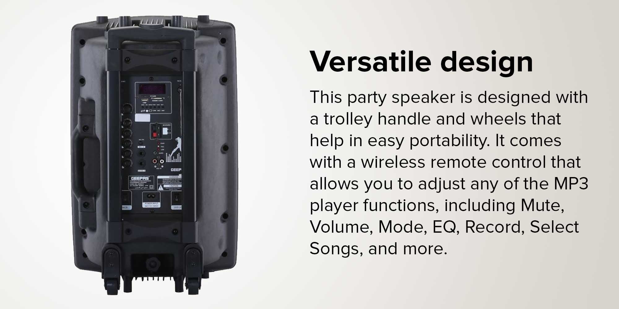 Rechargeable Portable Trolley Speaker System With USB/Bluetooth/SD Card Slots/FM Radio GMS8519 Black