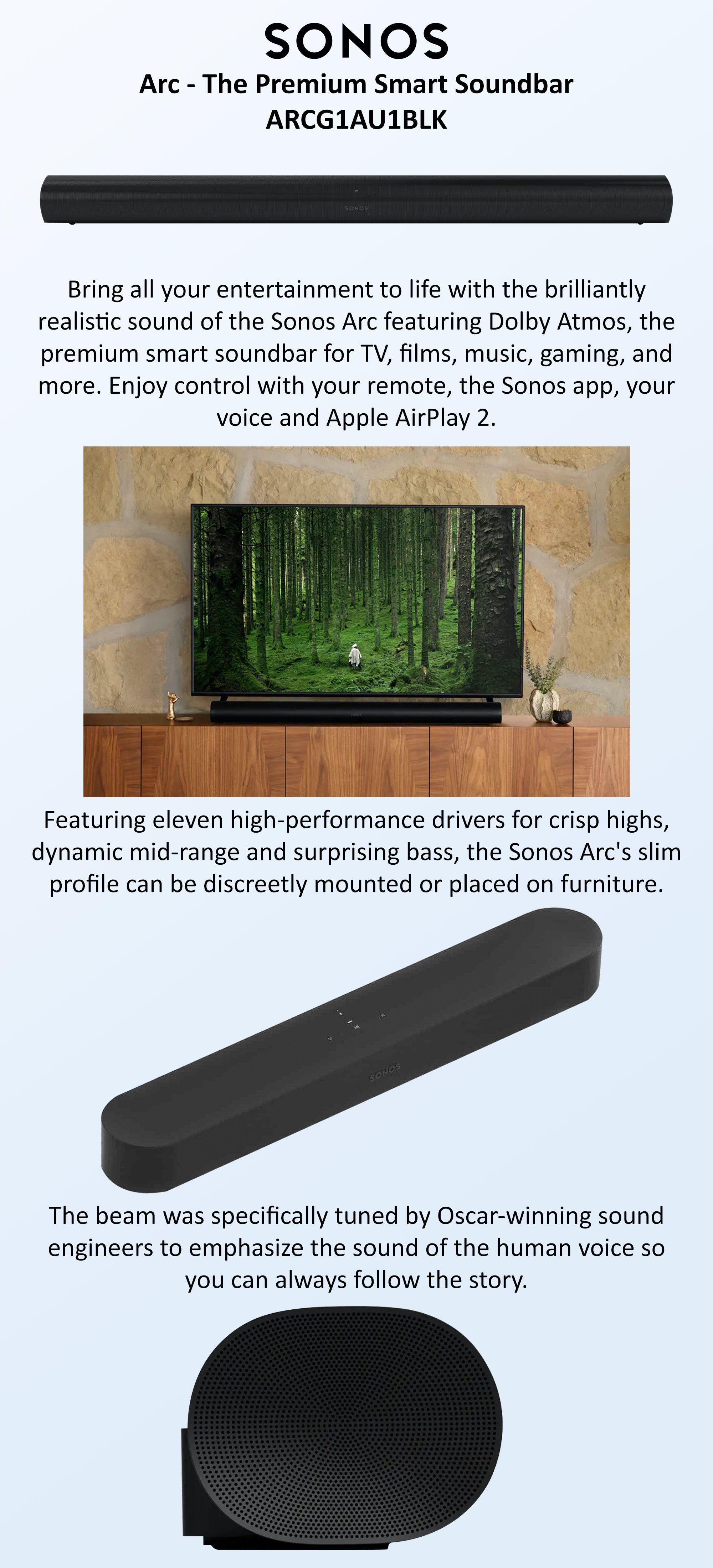 Arc - The Premium Smart Soundbar ARCG1UK1BLK/ ARCG1AU1BLK Black