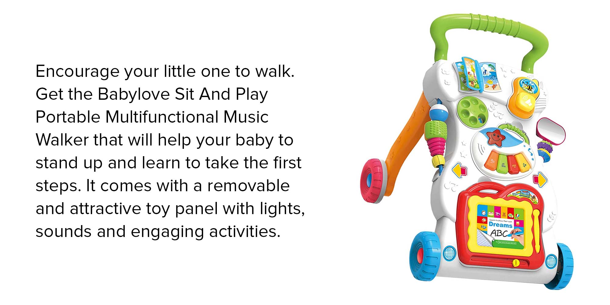 Baby Walker With Toys, Music, Light And Adjustable Speed, 33-1458886