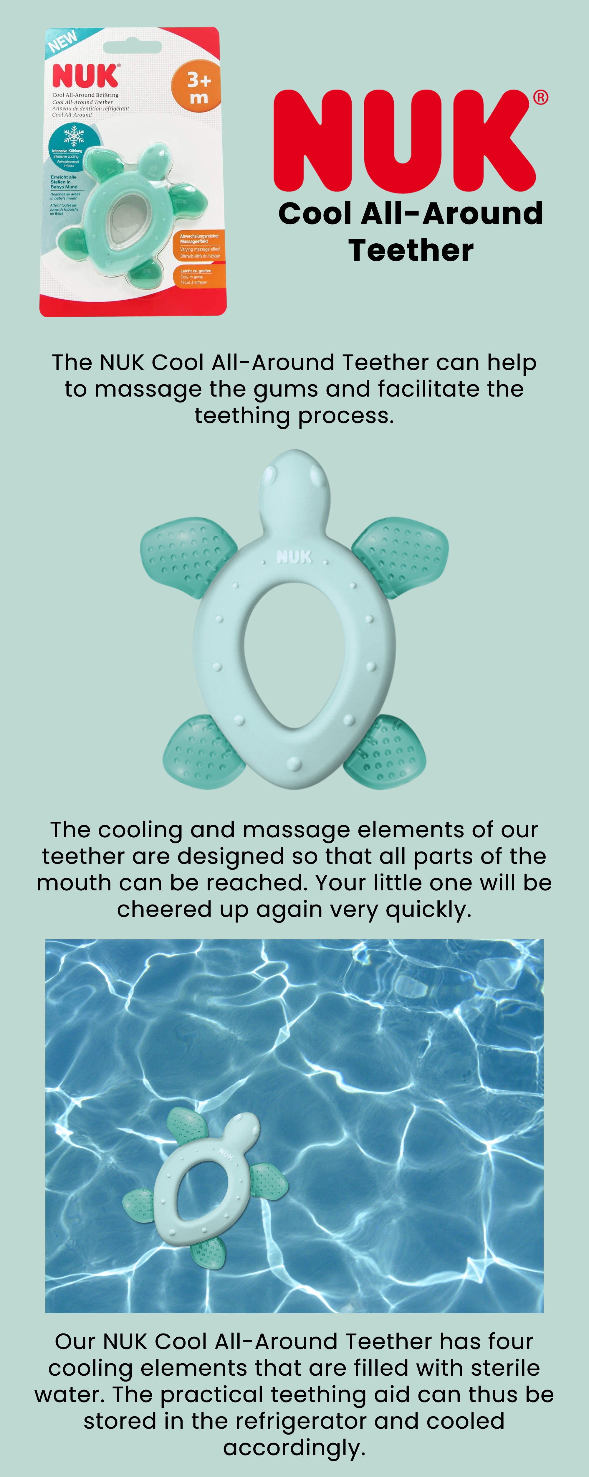 Turtle Shaped Baby Teether, 3+ Months - Blue