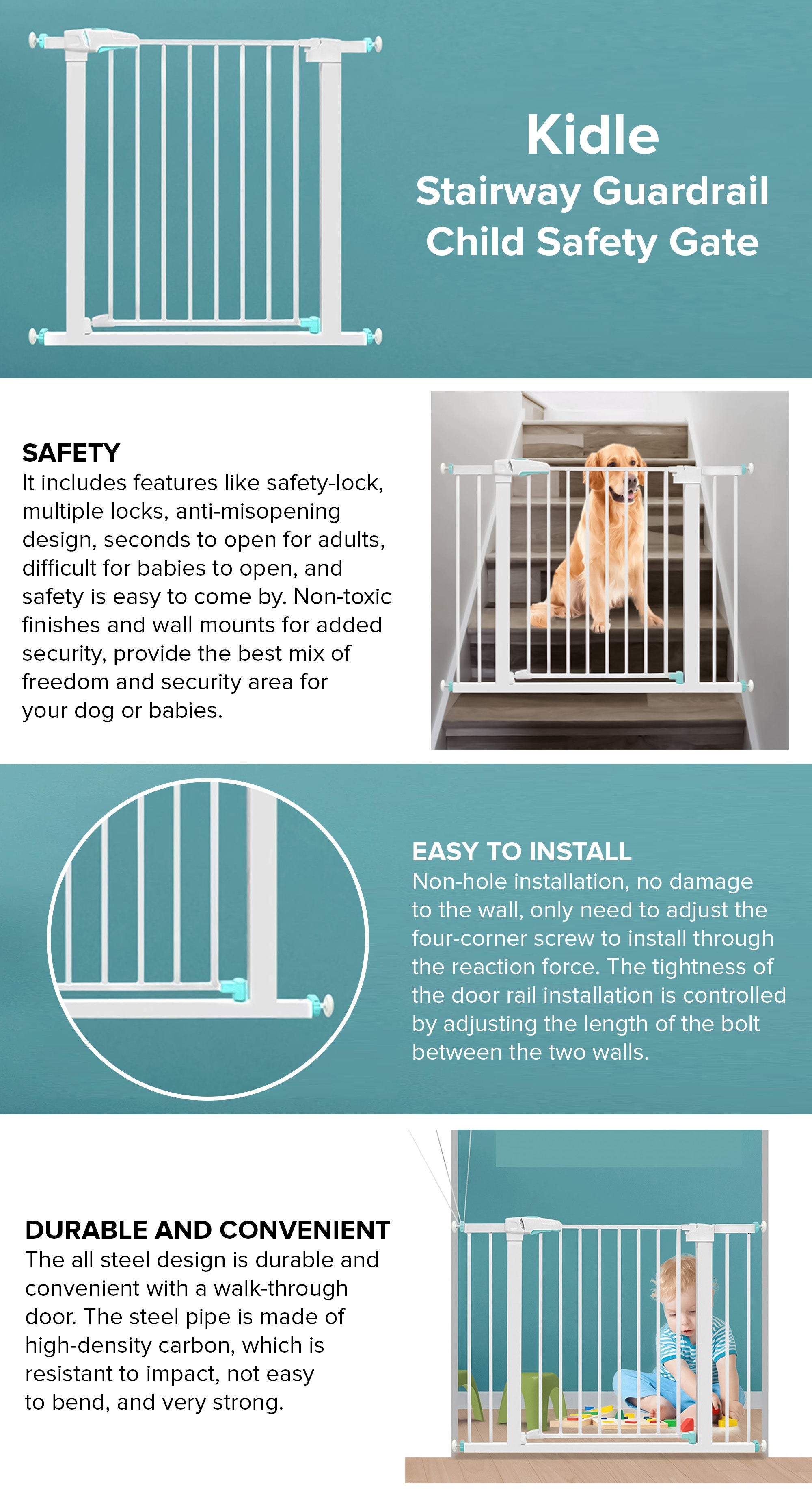 Stairway Guardrail Child Safety Gate For Your Little Ones Safety-Size 75x82 cm