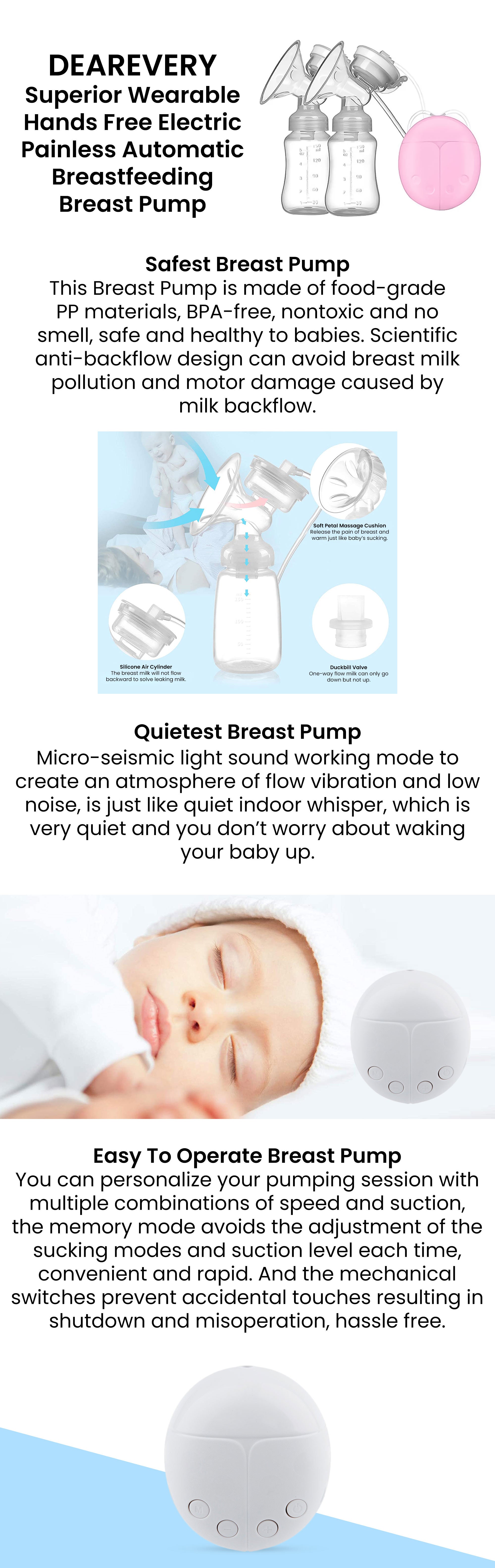Superior Wearable Hands-Free Electric Painless Automatic Breastfeeding Breast Pump