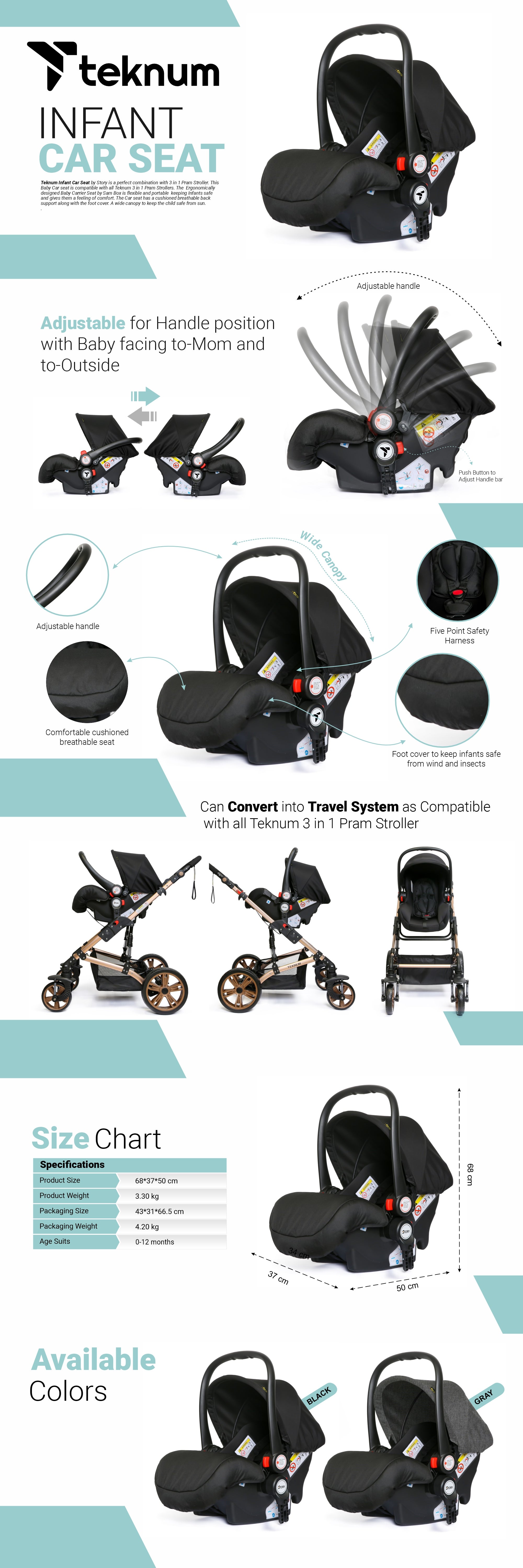 Infant Car Seat Suitable From Birth - Black