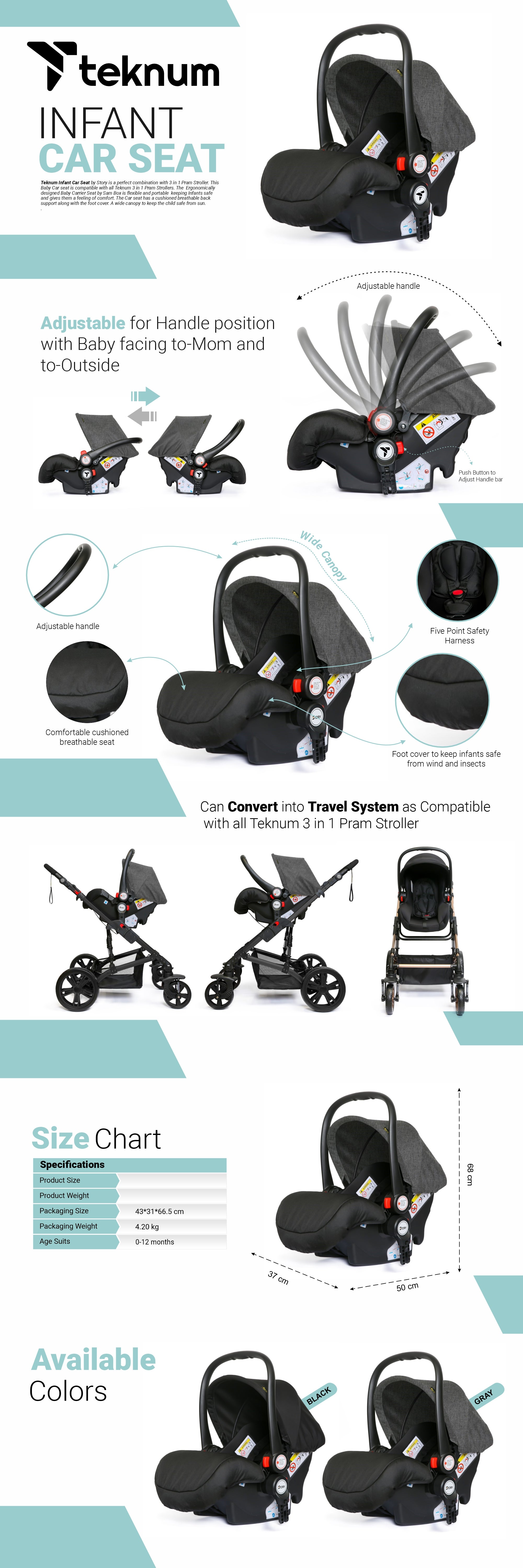 Infant Car Seat - Dark Grey
0 - 12 Months