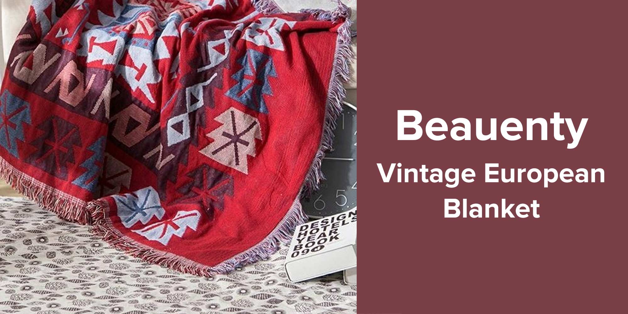A Vintage European Blanket Combination Red/Blue/White