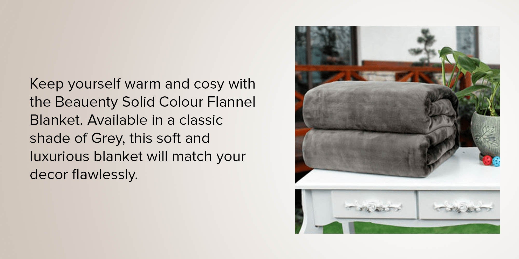 Solid Colour Flannel Blanket Flannel Grey 180x200cm