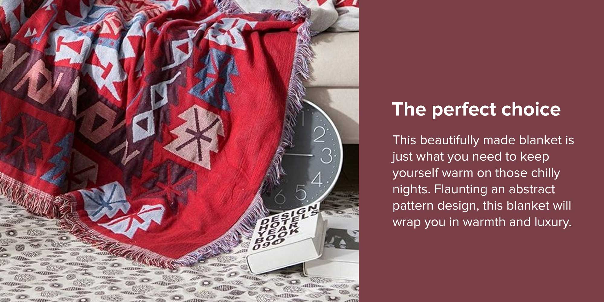 A Vintage European Blanket Combination Red/Beige/Grey 90x150cm